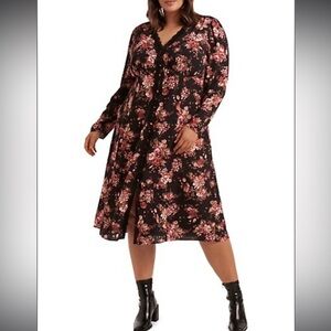 Ever New Curve - Plus floral lace trim midi dress size US 18